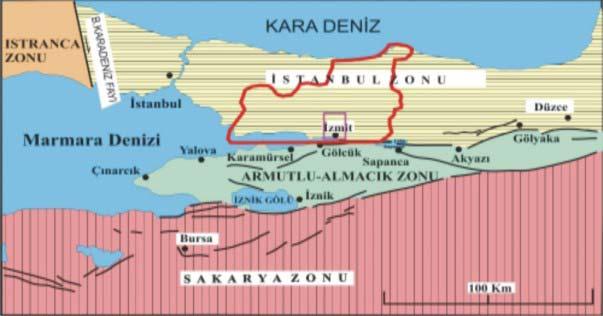 tarihindeki NOAA/AVHRR Görüntüsü - Alttaki harita ise KB Anadolu nun ana tektonik