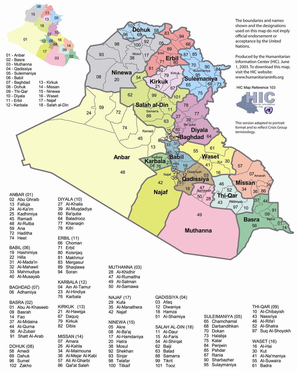 144 IRAK ĠDARĠ HARĠTASI Kaynak : http://www.humanitarianinfo.