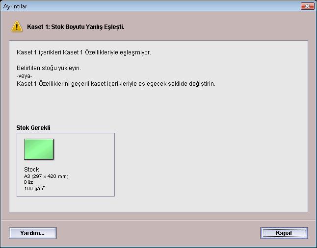 Sistem Ayarları Hata Ayrıntıları penceresi Varsayılan olarak UI, alarm, uyarı ya da hata hakkında ek bilgiler sunan bir Ayrıntılar penceresini otomatik olarak açar (aşağıdaki resimde gösterildiği