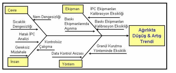 Şekil 15.Ağırlık Grafiğinde Trend Sorununa Balık Kılçığı Yöntemi.