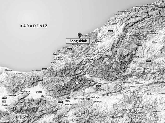 Harita 1: Batı Karadeniz Bölgesi ve Zonguldak ilinin genel konumu. (Google maps https:// www.google.