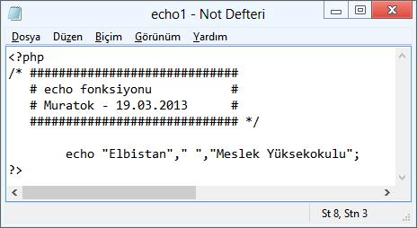 PHP de echo ve print fonksiyonları