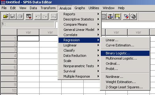 Ġkili Lojistik Regresyon (BLOGREG) Analizi Örnek verilerine SPSS de BLOGREG analizi
