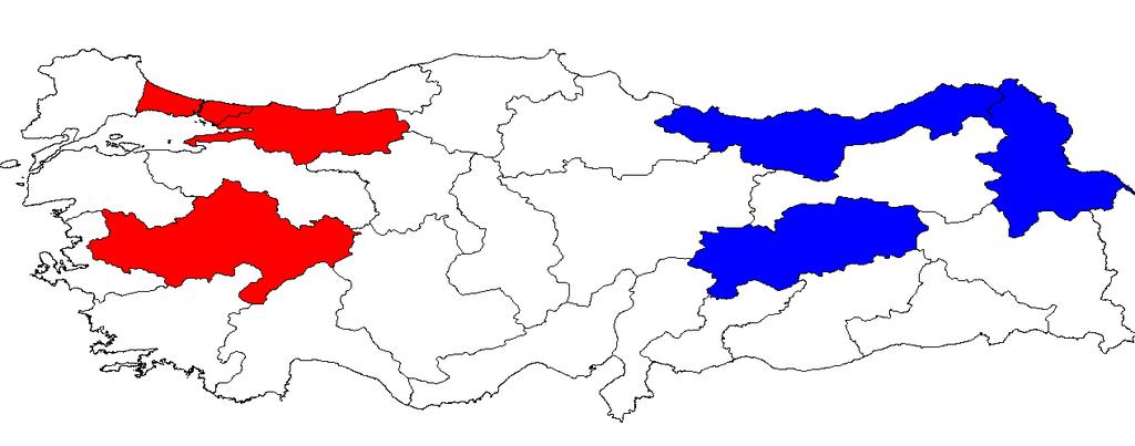 5.Mevcut Durum Analizi Derece Bölge Sayısı Bölge Adı H-H 3 TR10, TR42, TR33 L-L 3 TR90, TRA2, TRB1 L-H - H-L - NS 20 TRC1(Gaziantep, Adıyaman, Kilis), diğer bölgeler Şekil 5-15.