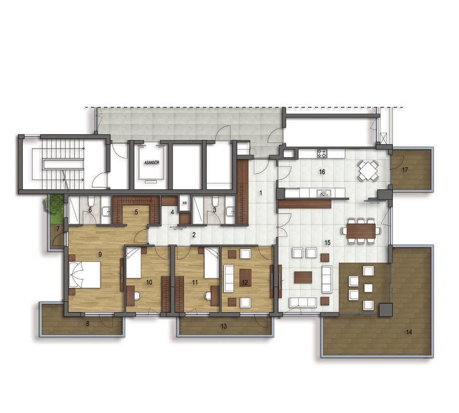 13 m 2 5 - E. Giyim Odası 4.76 m 2 6 - E. Banyo 4.33 m 2 7 - Balkon 2.84 m 2 8 - Balkon 6.40 m 2 9 - E. Yatak Odası 18.