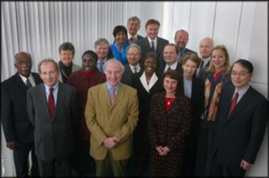 18 Judges have solemnly undertaken to serve as the first bench of the International Criminal Court. (left-right, bottom-top) Claude Jorda, Mauro Politi, Anita Usacka, Sang-hyun Song, Karl T.