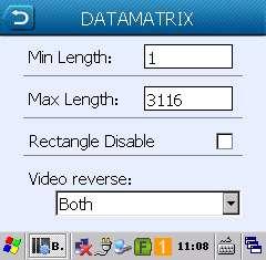 DATAMATRIX DATAMATRIX barkod tipi ile ilgili ayarların belirlenmesini sağlar. Okuma açık, Okuma kapalı. Min Length Okunabilecek minimum karekter sayısını belirler.