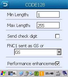 CODE93 CODE 93 barkod tipi ile ilgili ayarların belirlenmesini sağlar. Okuma açık, Okuma kapalı. Validate check digit Kontrol karekteri doğrulamasının yönteminin belirlenmesini sağlar.