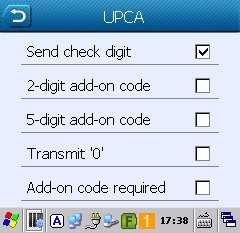 UPCA UPC-A barkod tipi ile ilgili ayarların belirlenmesini sağlar. Okuma açık, Okuma kapalı. Send check digit Kontrol karekterinin barkod ile birlikte aktarılmasını sağlar.