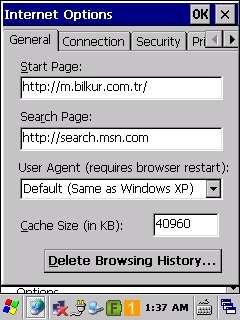 Internet Options uygulaması Internet Explorer web tarayıcısının yapılandırılmasını sağlar. General sekmesi Start Page Internet Explorer uygulaması açıldığında açılış sayfasının belirlenmesi sağlanır.