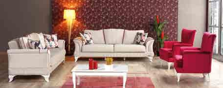 In the arms and back cushions, the Venetian Sofa Team, which has completed the style by applying the wide strip structure that determines the
