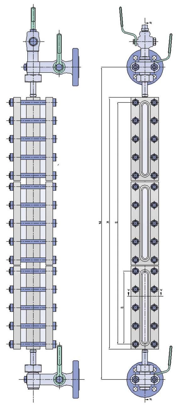 Seviye Göstergesi Tip YMPT PN40 310-2785mm Seviye Flanşlar Arası Gözetleme Göstergesi Mesafe Tipi M (mm) K (mm) S (mm) YMPT IV 310 203 168 YMPT V 340 233 198 YMPT VI 370 263 228 YMPT VII 400 293 258