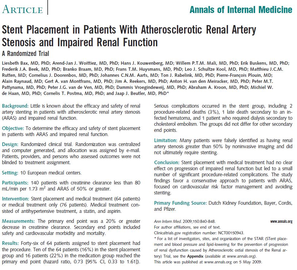 Lipid-lowering for the Prevention of Progression of Renal