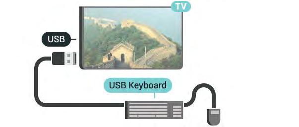 4.13 USB Klavye Bağlanın TV'de metin girmek için bir USB klavye (USB-HID türü) bağlayın. TV'ye klavye ve fare bağlayabilirsiniz. Bağlamak için USB bağlantılarından birini kullanın.