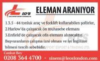 elemanlar Feyzullah 07456 548 844 Hakcney de bulunan shop ta çalışacak tecrübeli bayan kasiyer 07540 839967 Enfield offlicence da çalışacak deneyimli ve İngilizce bilen bayan kasiyer 07852 213 802