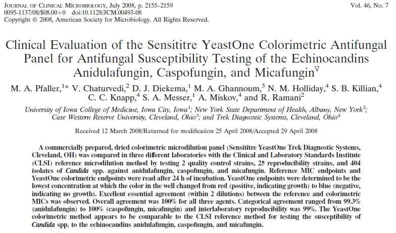 Sensititre YeastONE Antifungal Duyarlılık Paneli %99.