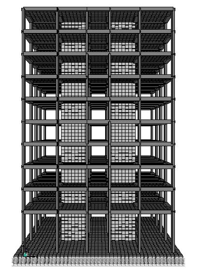Yapı modelinde kolon ve kiriş kesitleri dikdörtgen ve kat yüksekliği boyunca sabit olup kolonlar 30 60, kirişler 25 50, perde duvar kesiti 30 400 cm, döşeme kalınlıkları 15 cm ve radye temel