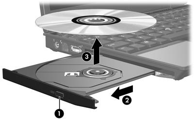 Optik disk sürücüsünü çıkarma (güç varken) Bilgisayar harici güç kaynağıyla veya pil gücüyle çalışıyorsa: 1. Bilgisayarı açın. 2.