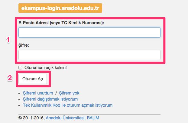 çıkan pencerede sizden istenilen bilgileri doldurup Oturum Aç butonuna tıklayın.