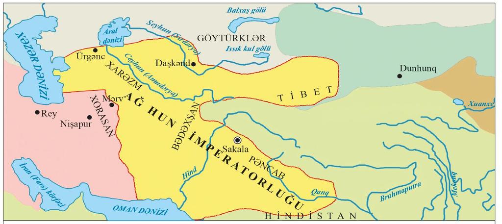 Ağ hun imperatorluğu: ərazisi, hökmdarları və müharibələr Xəritə əsasında tapırıqları həll edin. 1.