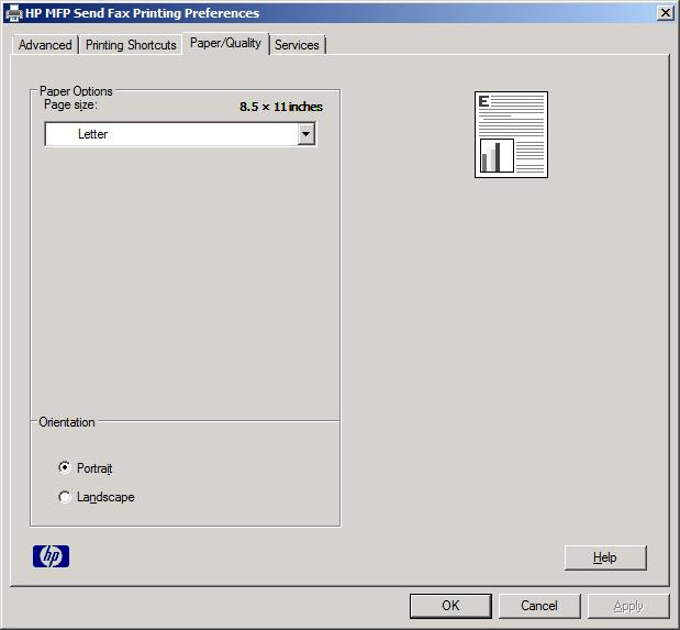 Faks sürücüsü yazıcı tercihlerini ayarlama Windows aracılığıyla temel MFP Faks Gönderme sürücüsü yazdırma seçeneklerini ayarlamak için aşağıdaki adımları kullanın: 1.