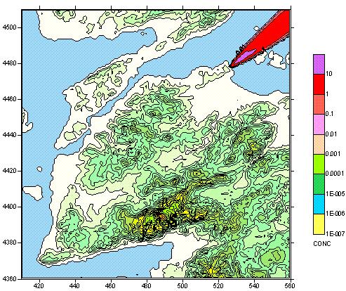 a) b) c) d) Şekil 5. Kurulması planlanan Ağan Termik Santrali nin 24 saatlik a) 18.01.2014 ve c) 22.01.2014 tarihlerinde tek meteoroloji istasyonu ve b) 18.