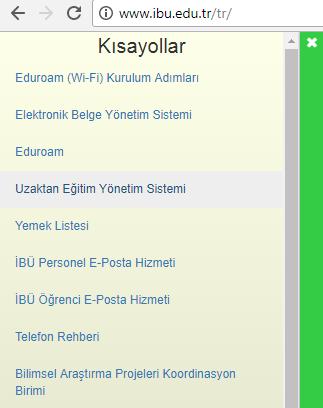 SİSTEME GİRİŞ: Uzaktan Öğretim Sistemi ne giriş yapabilmek için Abant İzzet