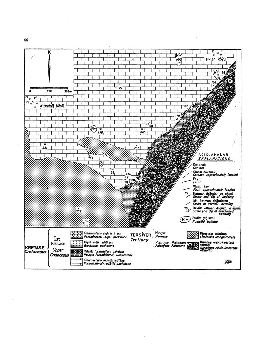 ÖZER İRTEM Şekil 3: Işıklar-Altındağ alanı jeoloji haritası Figure 3: Geological map of Işıklar-Altındağ area car, 1960); H.