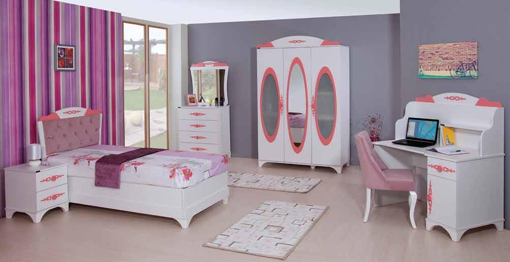 ROSA GENÇ odası takımı YOUNG ROOM SET ROS-01 3 KAPAKLI GARDROP 210