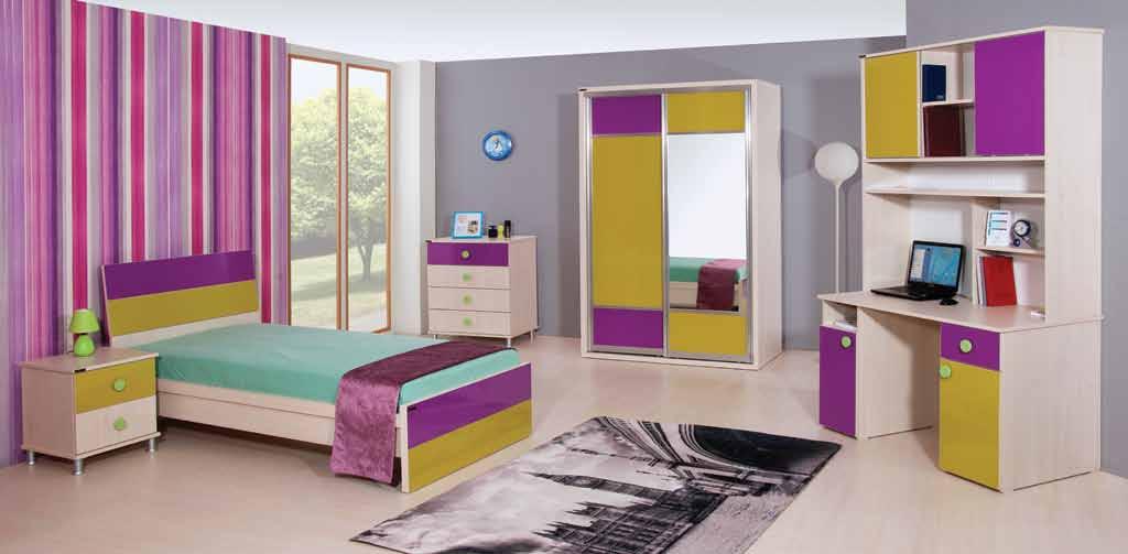 DELTA GENÇ odası takımı YOUNG ROOM SET DEL-01 RAYLI AYNALI Gardrop