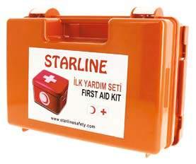 FIRST AID AND FIRE KİT İLK YARDIM KİTLERİ PL106 İlk Yardım Kiti (İş Yerleri İçin) / PL106 First Aid Kit (For Offices) ÖLÇÜLER Koli Ad / Pcs Box Özellik / Feature 31x12x24(h)cm 6 Duvara monte