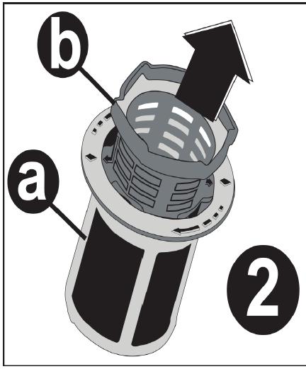 Kaba Filtre c. Metal/Plastik Filtre Filtre grubunu söküp temizlemek için saat yönünün tersine çevirip yukarı doğru sökerek alınız. (resim 1 ) Metal/plastik filtreyi çekip çıkartın.