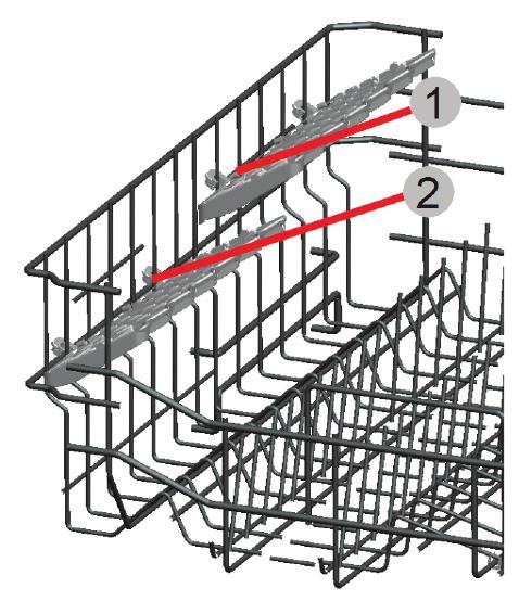 Üst Sepet Yükseklik Ayarlı Raf Üst sepetin bulaşık alma kapasitesini artırmak için bu raflar tasarlanmıştır.