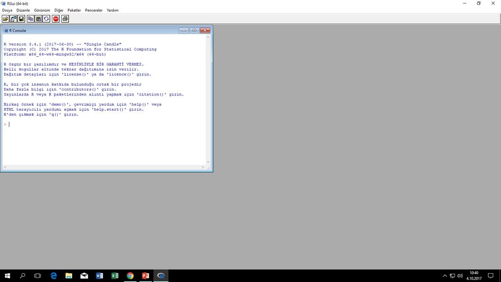 R Programının Görüntüsü R