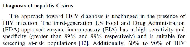 HCV tanısına yaklaşım, HIV infeksiyonun olması durumunda değişmez.