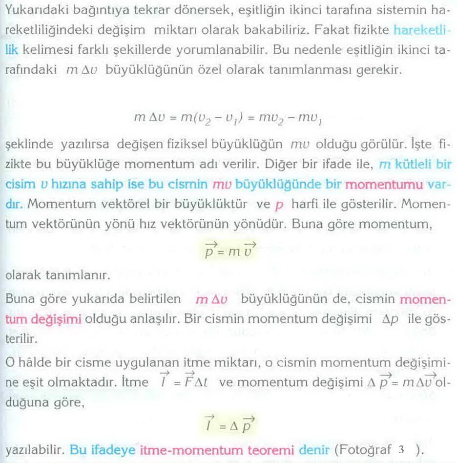 İtme-momentum teoremi: Bir parçacığın