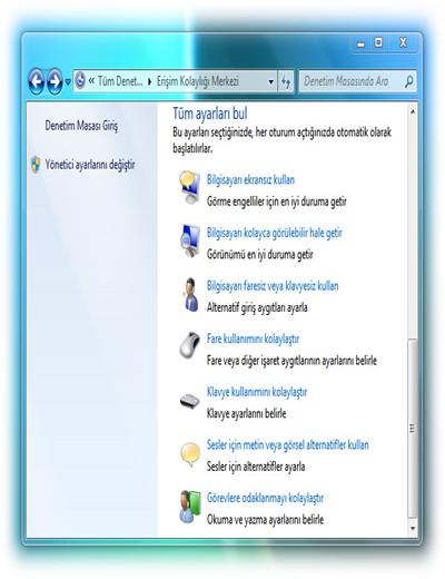 Windows, bilgisayarın daha kolay ve rahat kullanılmasını sağlayabilecek birçok program ve ayar sunar.