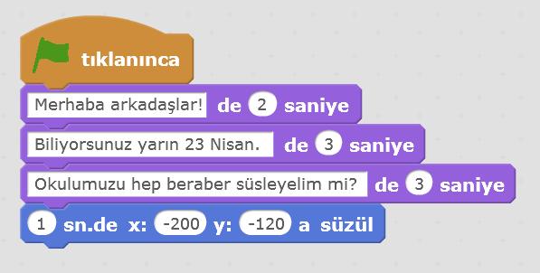 4 Projemiz 23 nisan bayramı için okulu süslemek. Abby bize yol gösterecek. Abby nin proje başında kısa bir açıklama yapmasını istiyoruz. Bunun için Abby i konuşturmalıyız.