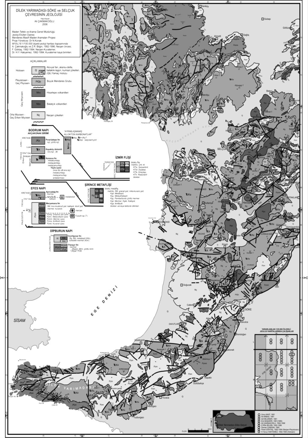 EK-A. Araştırma alanının jeolojik haritası (Çakmakoğlu.