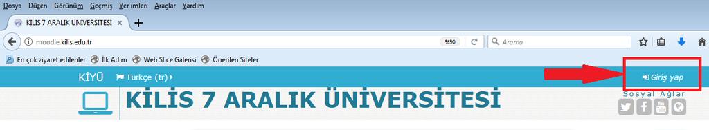 tr yazarak moodle sistemine ulaşabilirsiniz (Şekil 1). Şekil 1 Sistem girişi ekranın sağ tarafındaki "Login/Giriş Yap" (Şekil 2) kısmından yapılmalıdır.