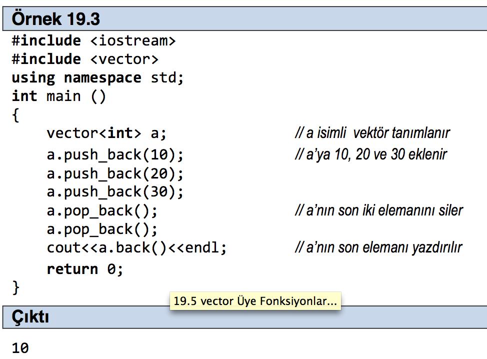 19.5 vector Üye Fonksiyonlar.