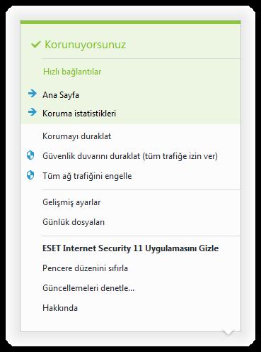 4.7.4 Program menüsü En önemli kurulum seçeneklerinden ve özelliklerinden bazıları sistem tepsisi simgesini kullanılabilir.