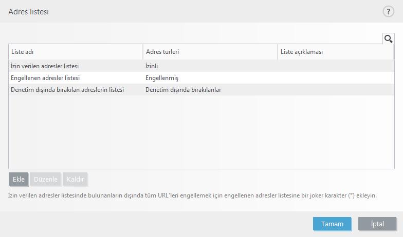 bölümüne bakın. Bir listeyi etkinleştirmek için Liste etkin öğesini seçin. Geçerli listedeki bir adrese girilirken bildirim almak istiyorsanız Uygulanırken bildir seçeneğini etkinleştirin.