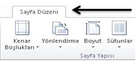 Bir belgenin sayfa yapısı Sayfa Düzeni menüsündeki Sayfa Yapısı bölümünden değiştirilebilir.