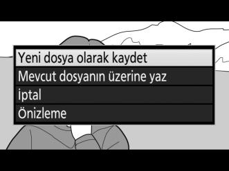 84 8 Filmi önizleyin. Kopyayı önizlemek için, Önizleme öğesini vurgulayın ve J düğmesine basın (önizlemeyi yarıda kesmek ve seçenekleri kaydet menüsüne geri dönmek için, 1 düğmesine basın).