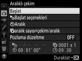 Aralıklı çekime başlamadan önce, geçerli ayarlarda bir deneme çekimi yapın ve sonuçları ekranda görüntüleyin.