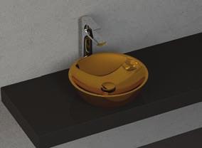 32 COLORISVEA Metalik Renkler YENi Sistema Y Soft Tezgahüstü Lavabo 45 cm YENi Sistema Y Clear Tezgahüstü Lavabo 60 cm Ø 450 mm Batarya