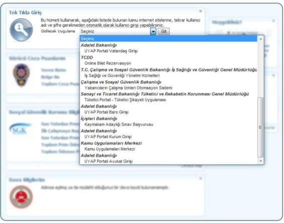 Tek Tıkla Giriş E-Devlet Kapısı kullanıcıları, diğer kamu siteleri üzerinden sunulan