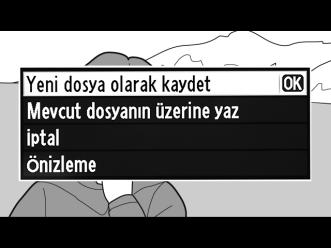 y 6 Kopyayı kaydedin. Aşağıdaki seçeneklerden birini vurgulayın ve J düğmesine basın: Yeni dosya olarak kaydet: Kopyayı yeni bir dosyaya kaydedin.