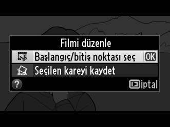 Seçilen Kareleri Kaydetme Seçili bir karenin bir kopyasını JPEG hareketsiz görüntüsü olarak kaydetmek için: 1 Filmi izleyin ve bir kare seçin. 72.